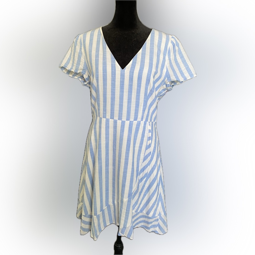 J. Crew Striped Faux Wrap Dress - Size 8